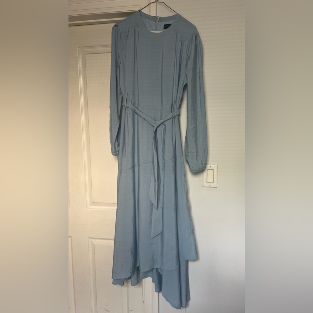 EC Light Blue Alexis Roe Wrap Dress Modest Ling Sleeve Lightweight Size Large - Picture 5 of 11